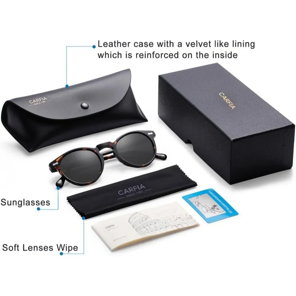 Handmade Retro Polarized Sunglasses for Men - UV400 Protection & Glare Reduction